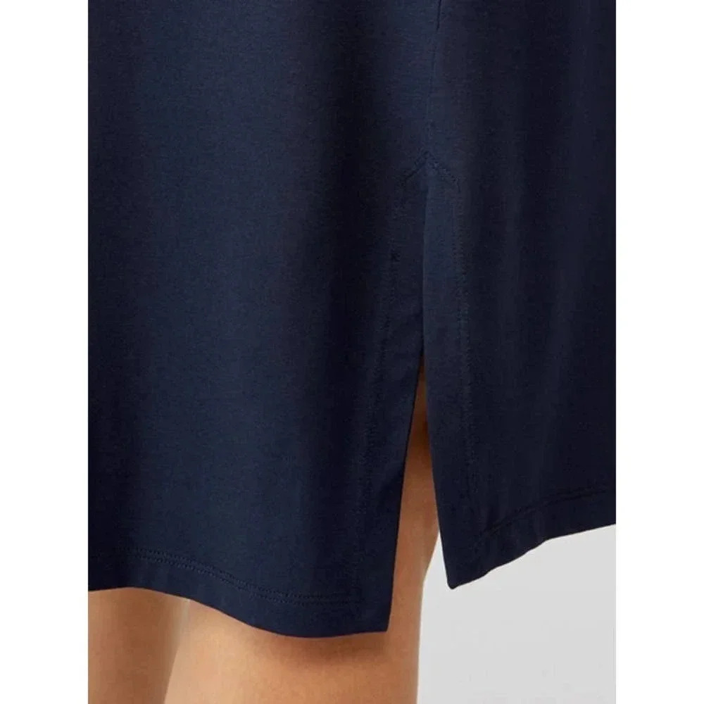 Eileen Fisher Size S Viscose Jersey Crew Neck Dress In Navy Blue - Picture 3 of 9